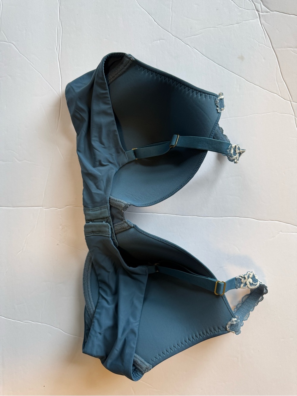 Natori Deep Teal Moulded Bra with Decorative Lace Straps - Picture 2 of 7
